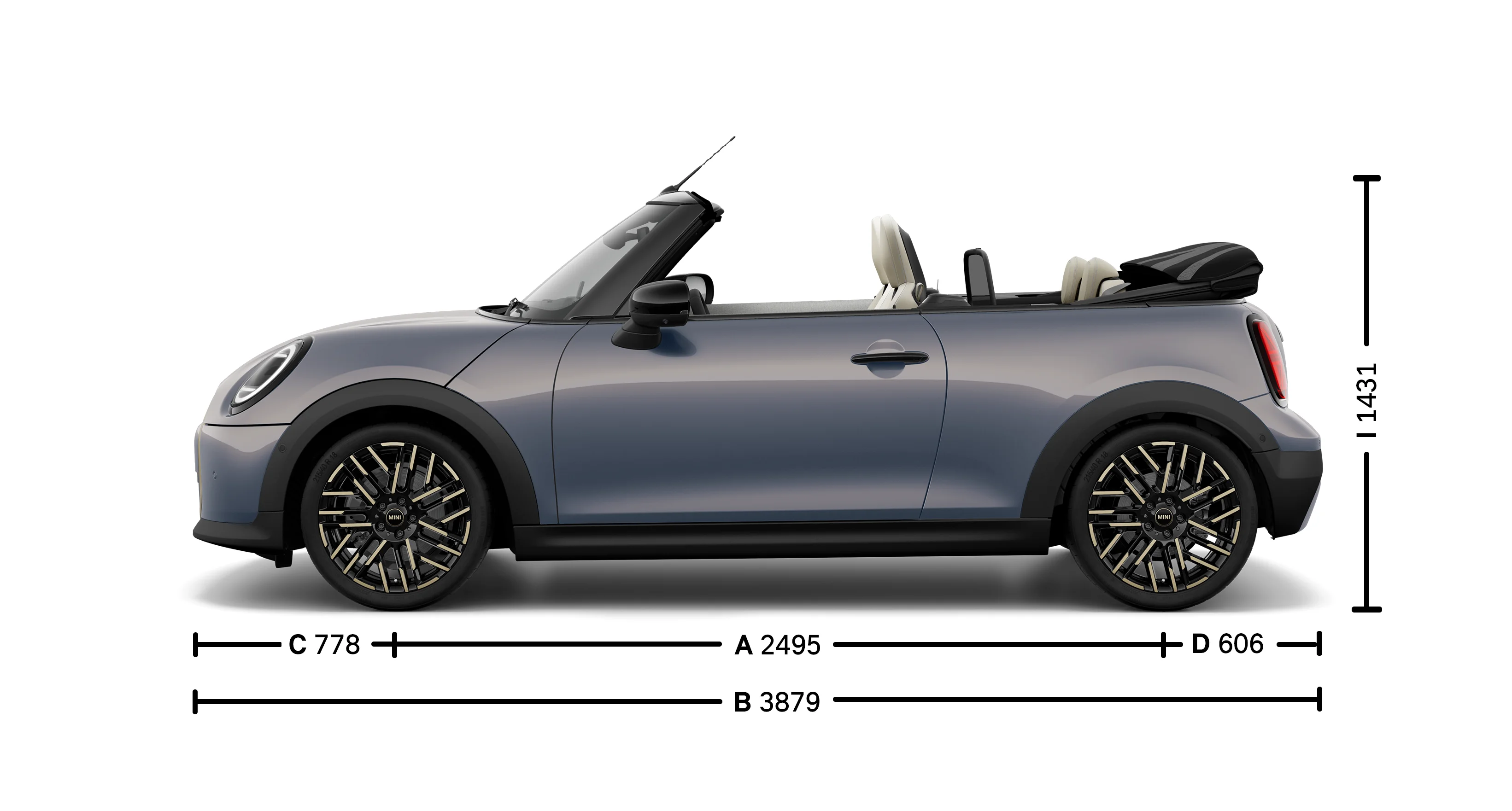 MINI Cooper Cabrio - boyutlar - giriş resmi