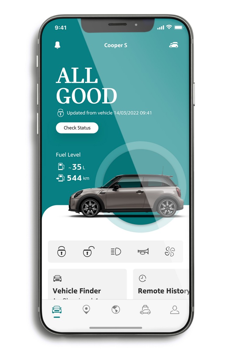 mini connected – mini uygulaması – otomobil sekmesi
